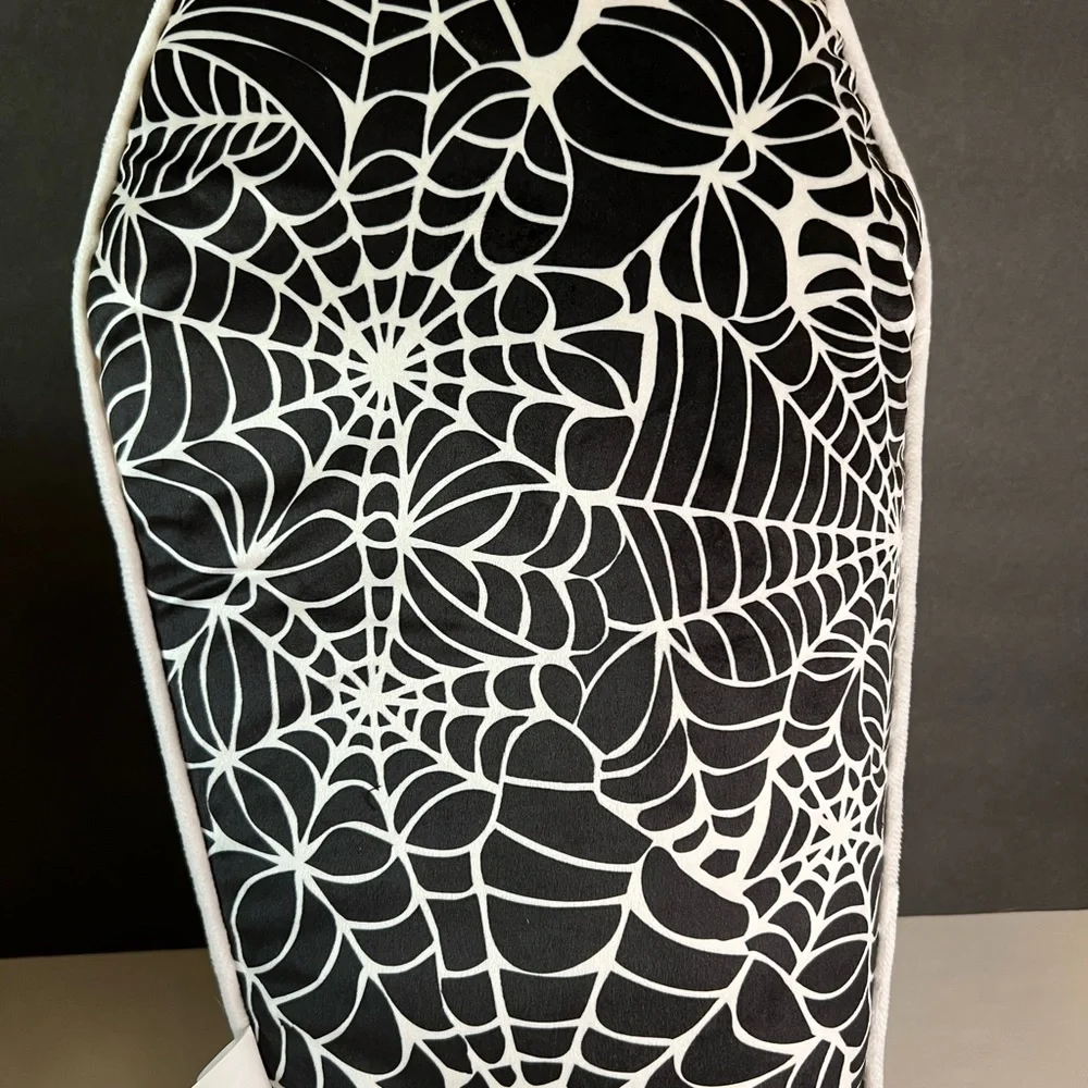 Halloween Glow in the Dark Coffin Throw Pillow Enter if you Dare Skeleton Hands